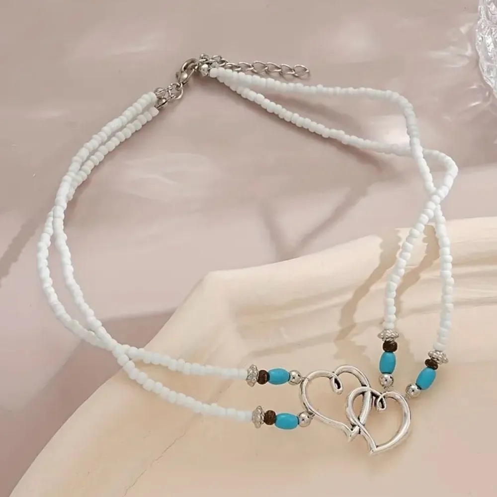 Double Heart Necklace & Bracelet Set NWT White - Image 8