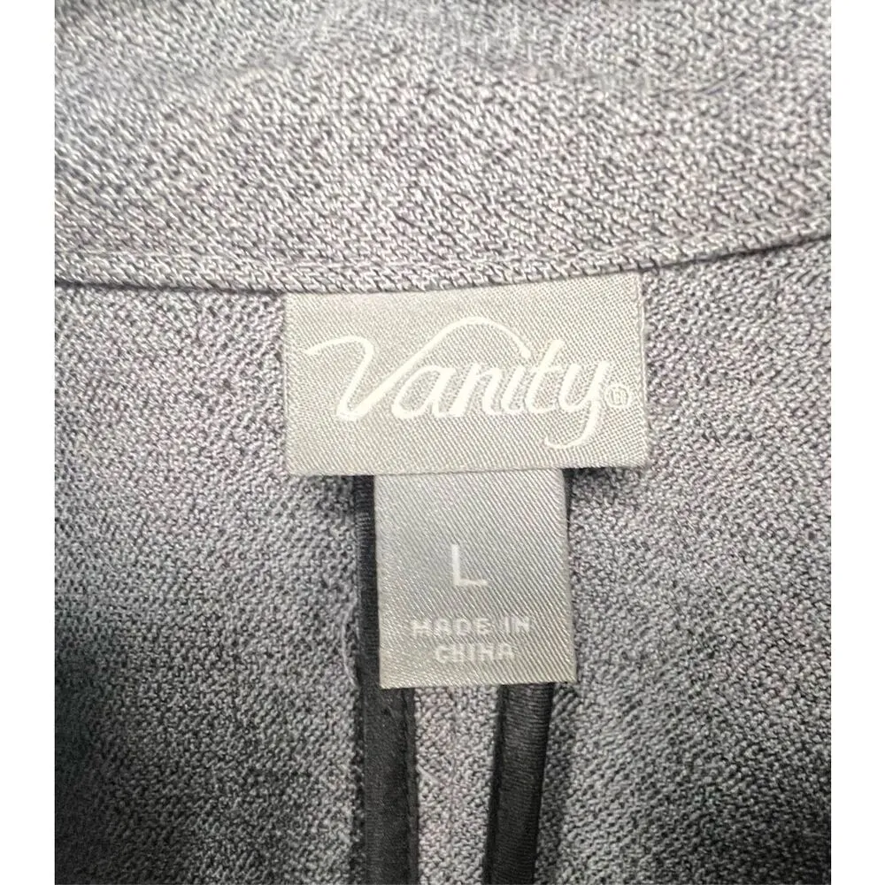 Vanity Grey and Black Ruffled Open Vest With Button Details Gray Size L - Image 2