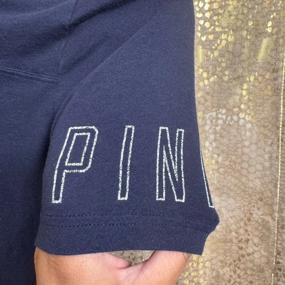 PINK Victorias Secret Blue Silver Dallas Cowboys NFL Sequin Bling T Shirt XS - Image 5