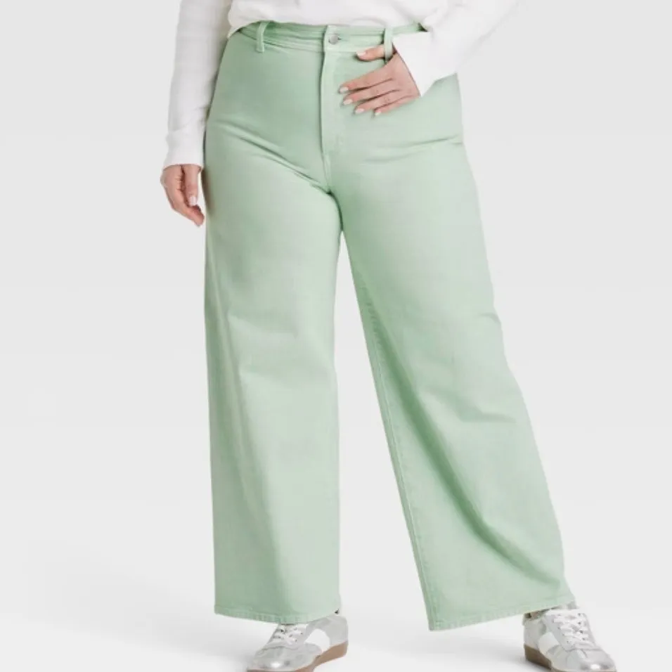 Universal Thread Wide Leg Crop Pants Mint Green Size 8 - Image 6