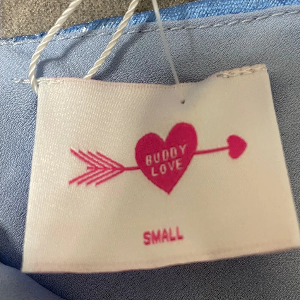 Buddy Love FELICITY Puff Sleeve BODYSUIT size Small Blue - Image 9