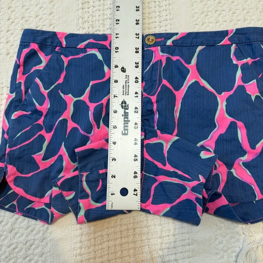 Lilly Pulitzer 6 Andie Tiki pink broken shaker giraffe chino short SH2 2731 - Image 9