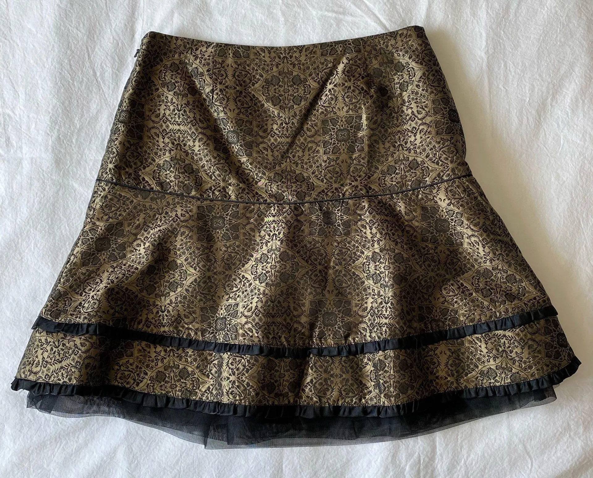Talbots Gold Brown Patterned Peplum Skirt - Image 3