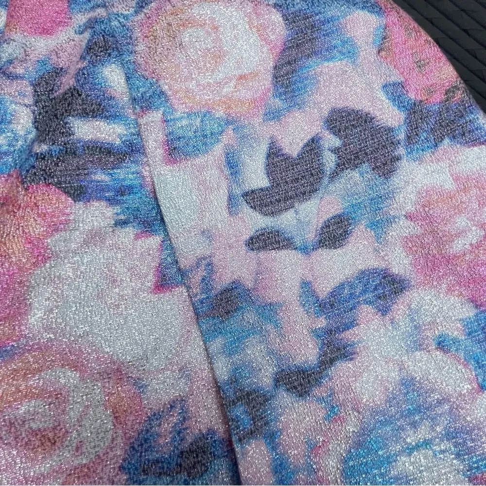 NASTY Gal floral shiny jacquard cut out halter romper shorts  Sz S - Image 5