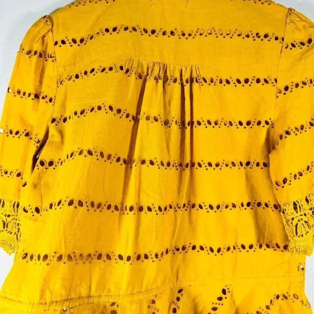 Rahi Yellow Paradise Cotton Eyelet Top Button - Image 4