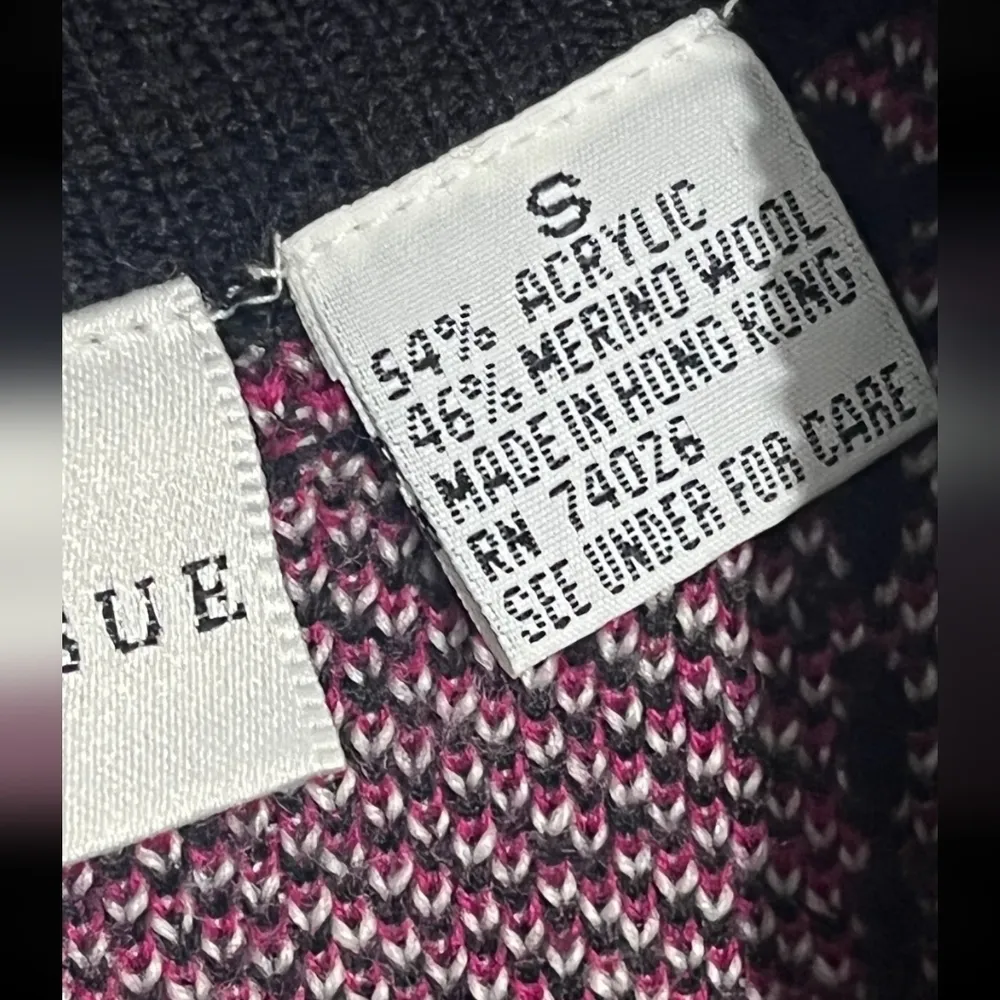 First Issue Knit Houndstooth Plaid Mockneck Sweater Merino Wool Cabincore Small - Image 4