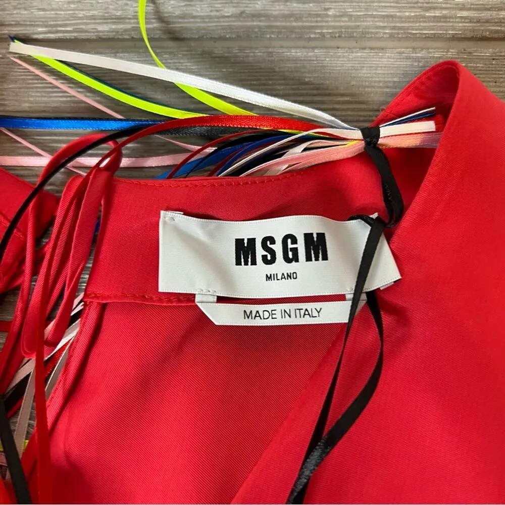 NWT MSGM ruffled asymmetric wrap dress ruffle sz 42 Pink - Image 8