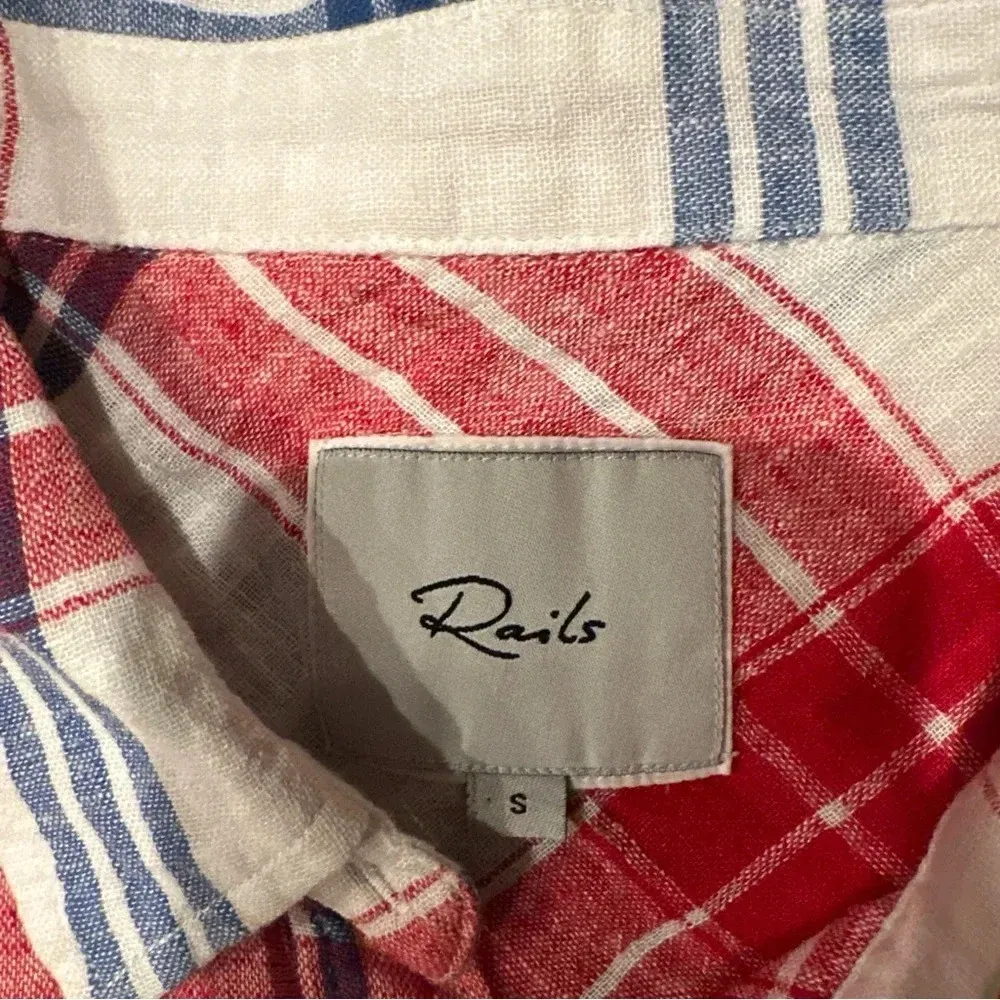 Rails Linen Blend Button Down S/S
Tie Waist Amelie Plaid Blouse Shirt
Top Size S - Image 2