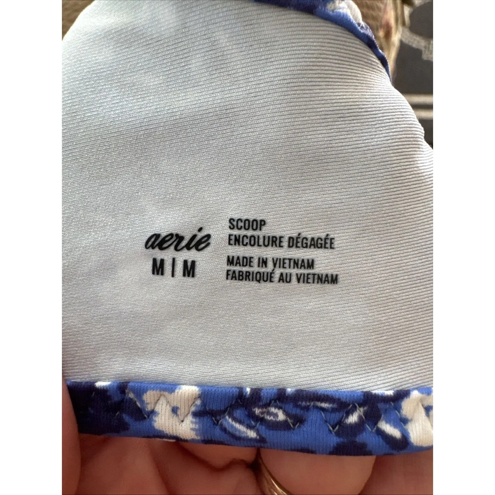 Aerie Women Blue Swimsuit Top Size M Floral Bikini Retro Boho Beach Vacation - Image 3