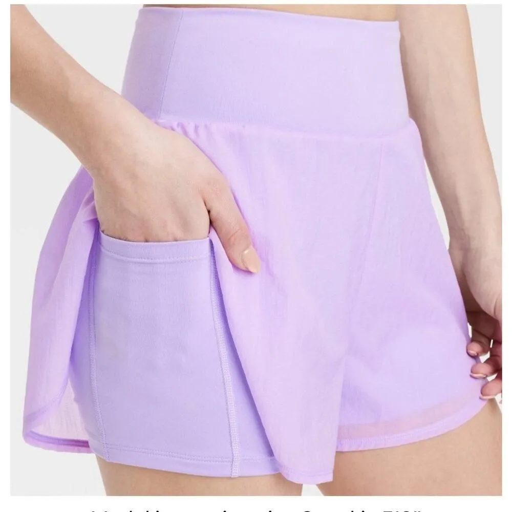All in Motion Woven High Rise 2 in 1 Run Shorts 3" Violet Women’s XXL NWT - Image 3
