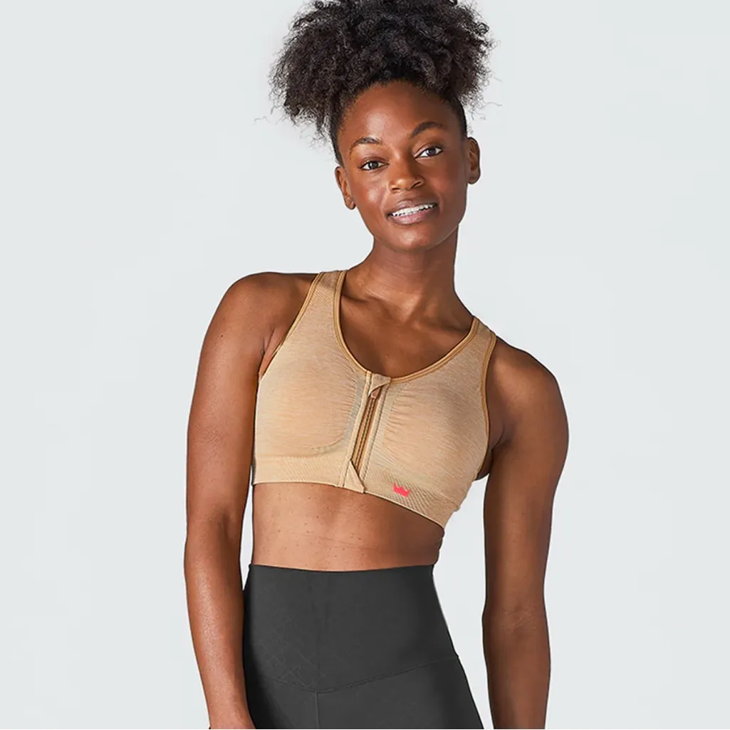 Shefit Lounge Sports Bra Wireless Stretch Honey Wheat 6 Luxe Workout Fitness Tan Size undefined - Image 2