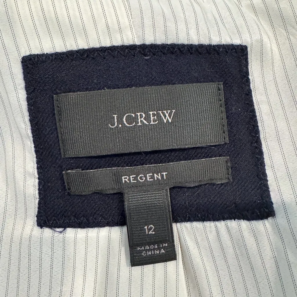 J. Crew Women's Wool Regent‎ Blazer Navy Blue Work Office Business Size 12 - Image 9