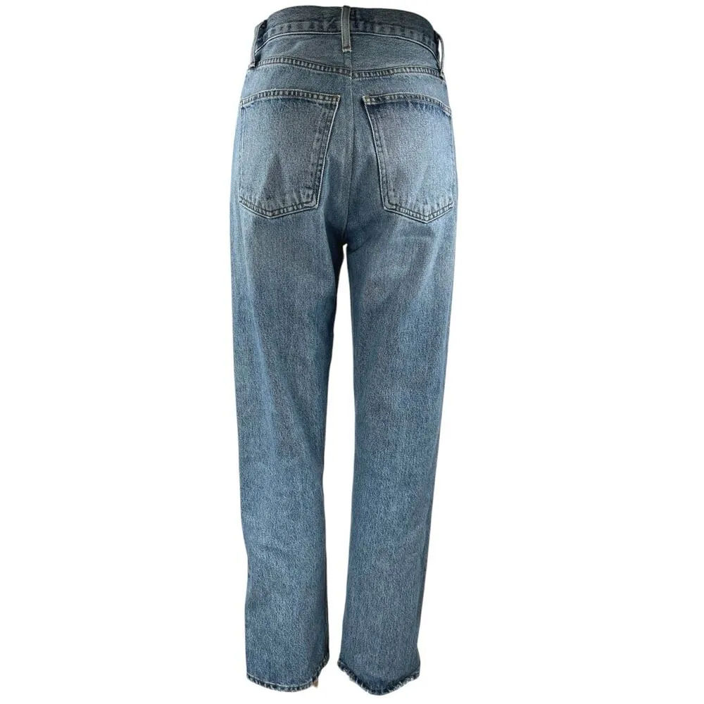 Agolde Women's Blue High Waisted Light Relaxed Straight Leg Denim Jeans Size S - Image 3