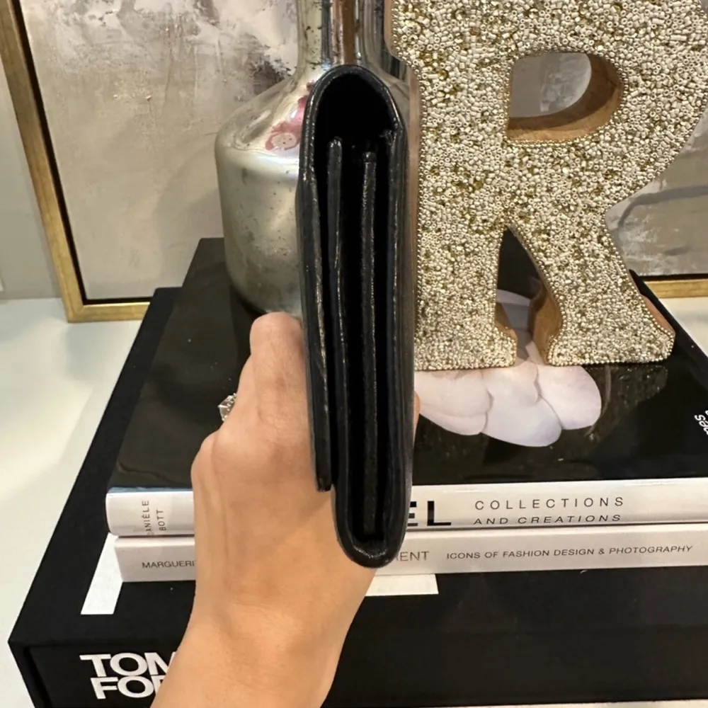 Celine Large Flap Black Leather Wallet with Flap Snap Closure HOST PICK - Image 2