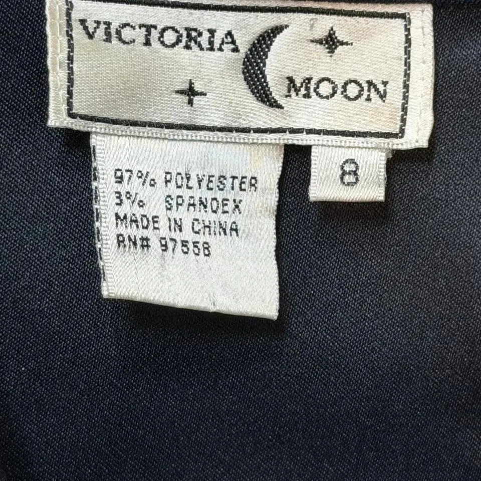Vintage 90's Victoria Moon Navy Faux Suede Jacket Blue Size 8 - Image 6