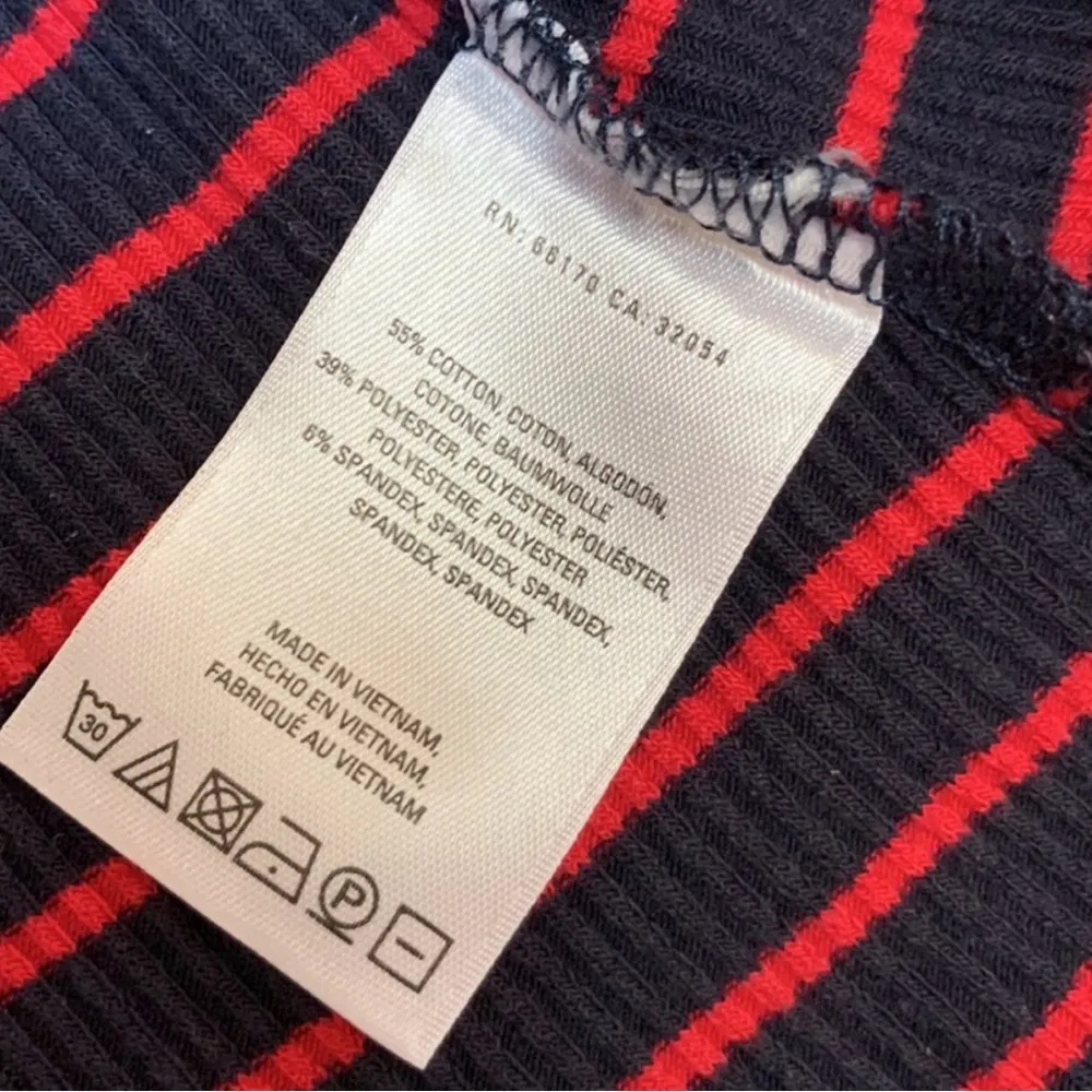 Anthropologie Deletta Navy and Red Striped Off the Shoulder Top XS - Image 10