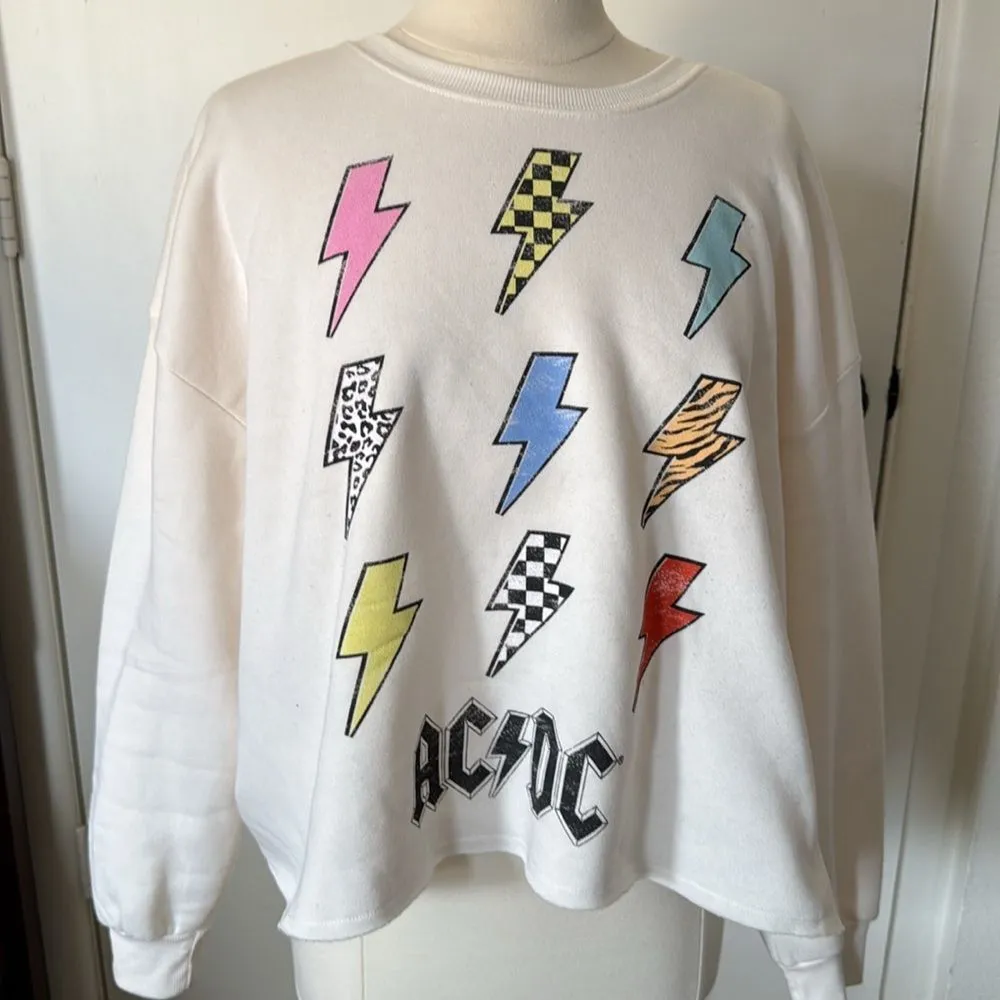 ACDC Grayson Threads Lightning Sweatshirt XL White Graphic Pullover - Image 2