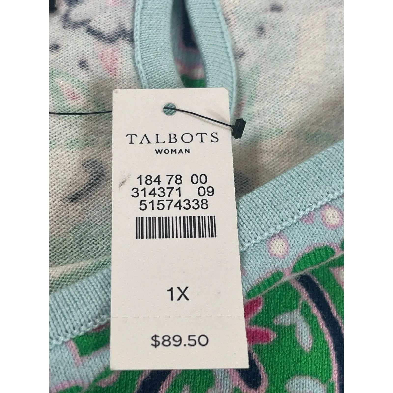 Talbots 1X Cotton Silk Sweater Multicolor Paisley Floral Print 3/4 Sleeve NWT - Image 7