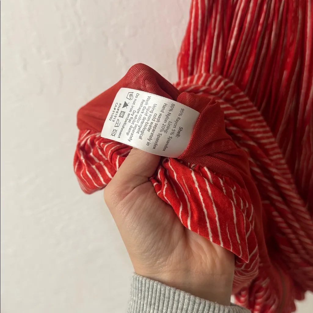 Plenty Tracy Reese Strapless Bubble Tomato Buttermilk Striped Dress Size P Red - Image 3