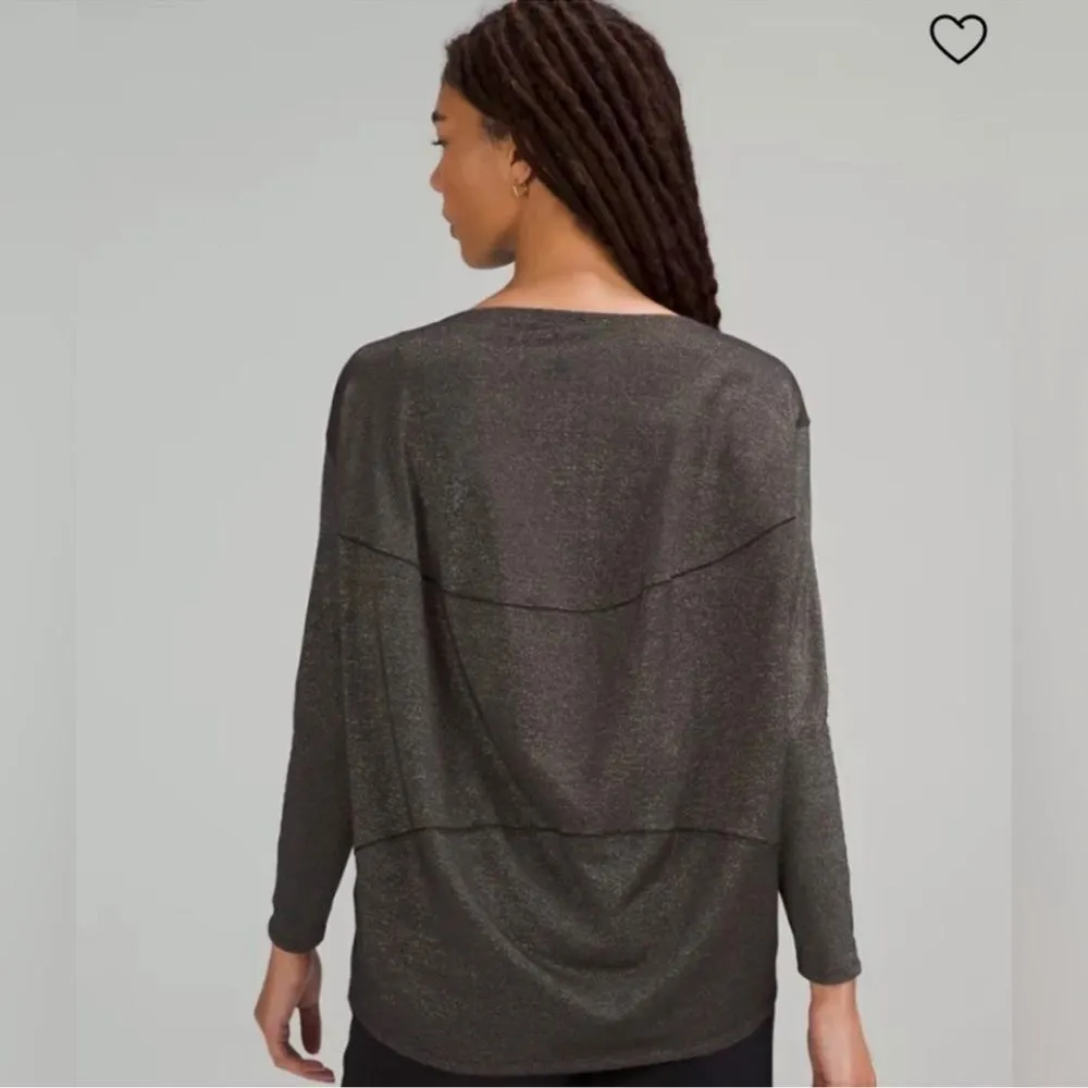 Lululemon Special Edition Back In Action Long Sleeve Shirt Black Spark Metallic - Image 2