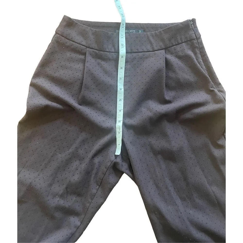 Zara dark brown Swiss dot straight leg trouser pants size XS - Image 5