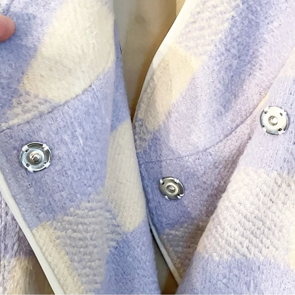 Anderson & Lauth Anthropologie Periwinkle Cream Plaid Gingham Capelet‎ Vest - Image 4