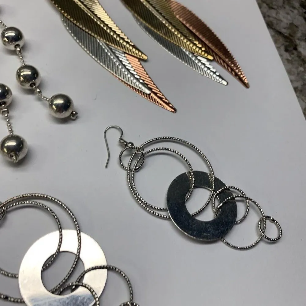 Lot Of 5 Large Statement Costume Earrings Pierced Dangle Mixed Lot! - Image 12