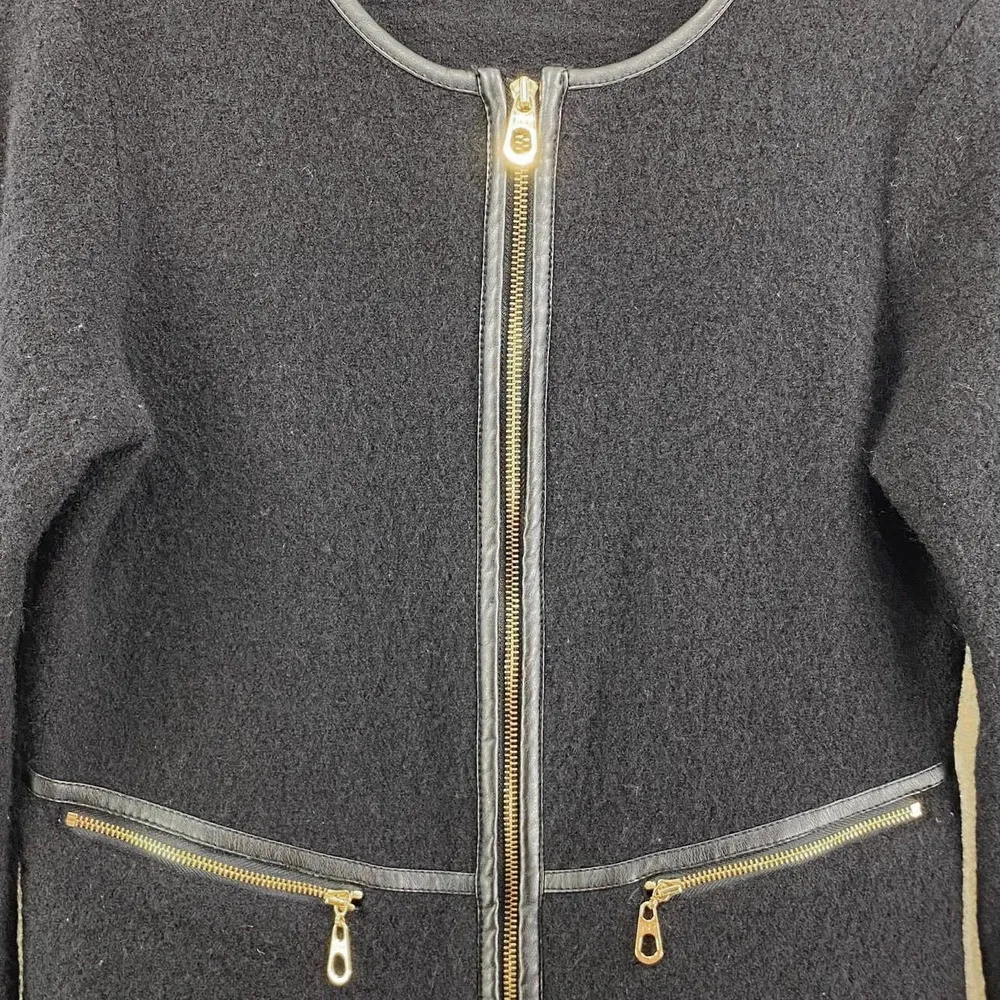 JONES NEW YORK Black with Gold Accents Petite Zip Up Jacket - Image 16