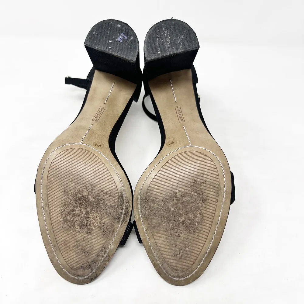 [Vince Camuto] Black Leather Mairana Minimalist Chunky Block Heel Sandals Sz 10 - Image 12