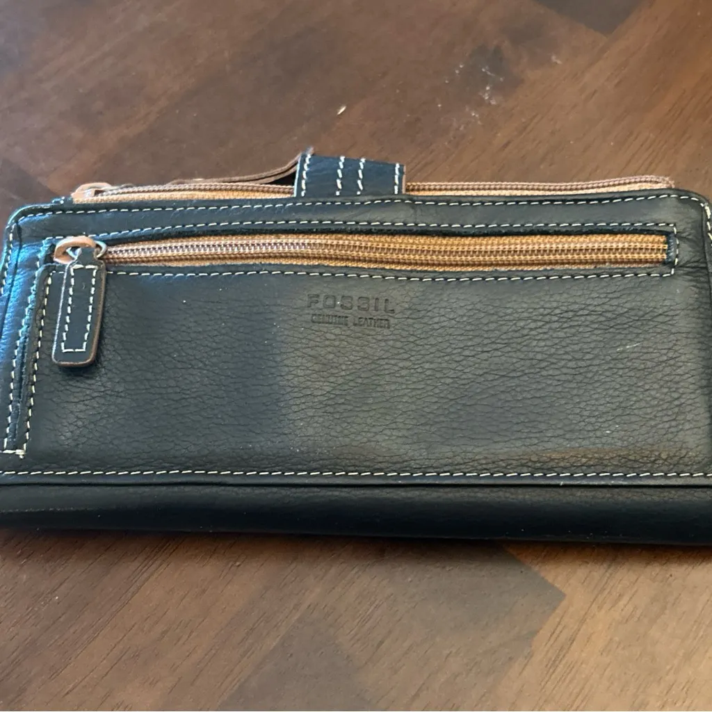 Fossil Brown Leather Credit Card ID Window Bifold Wallet - Image 9