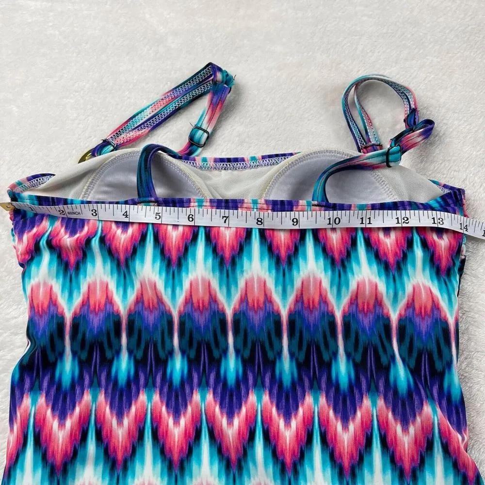 Croft & Borrow Tankini‎ Swim Top Womens Sz 6 Purple Ruched Built In Bra Swimsuit - Image 5