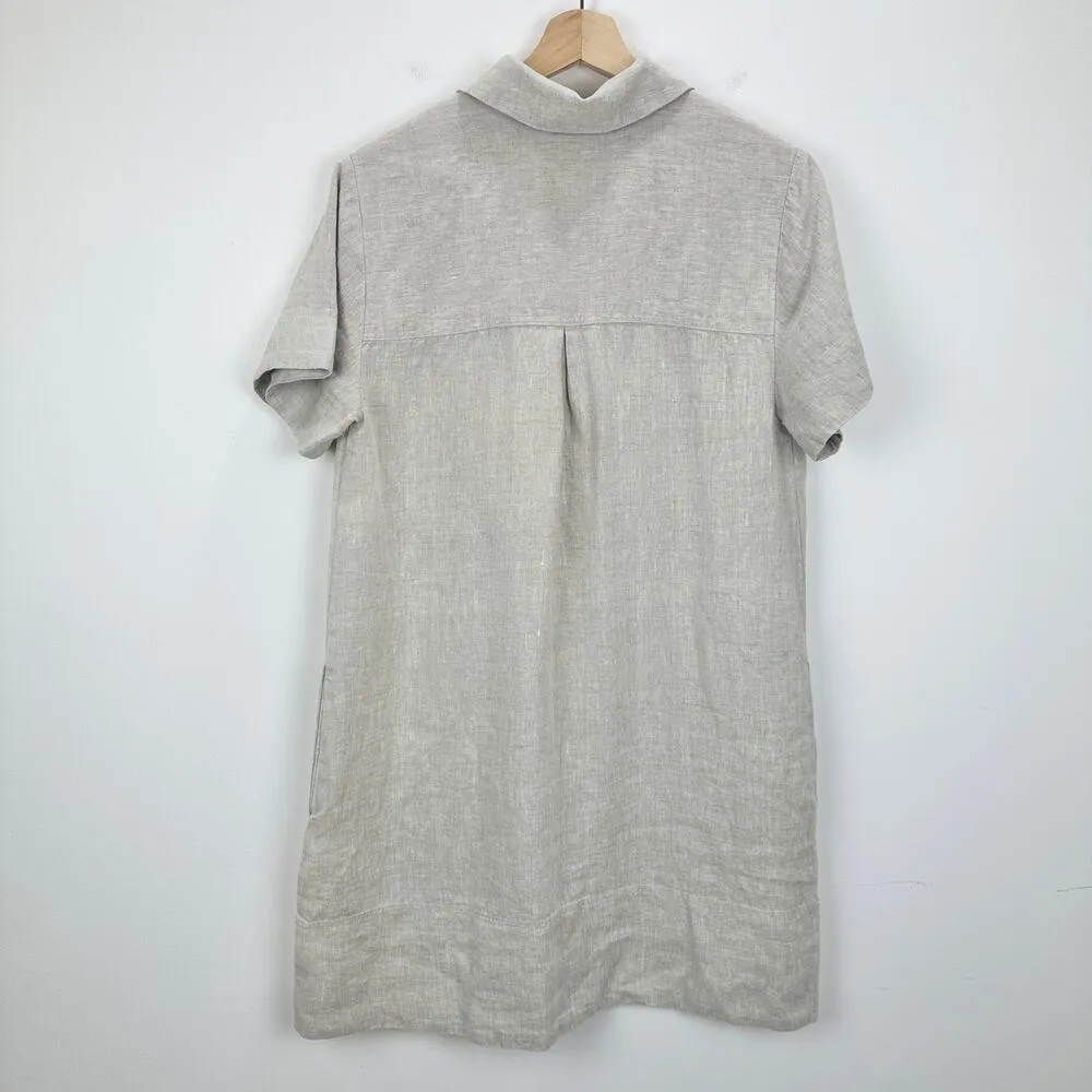 Madewell V Neck Mini Dress 100% Linen Natural Undyed Beige Pockets XS NWT - Image 8