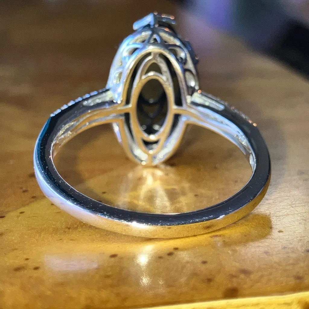 Natural Black Spinel Sterling Silver Star Ring Size 10 - Image 5