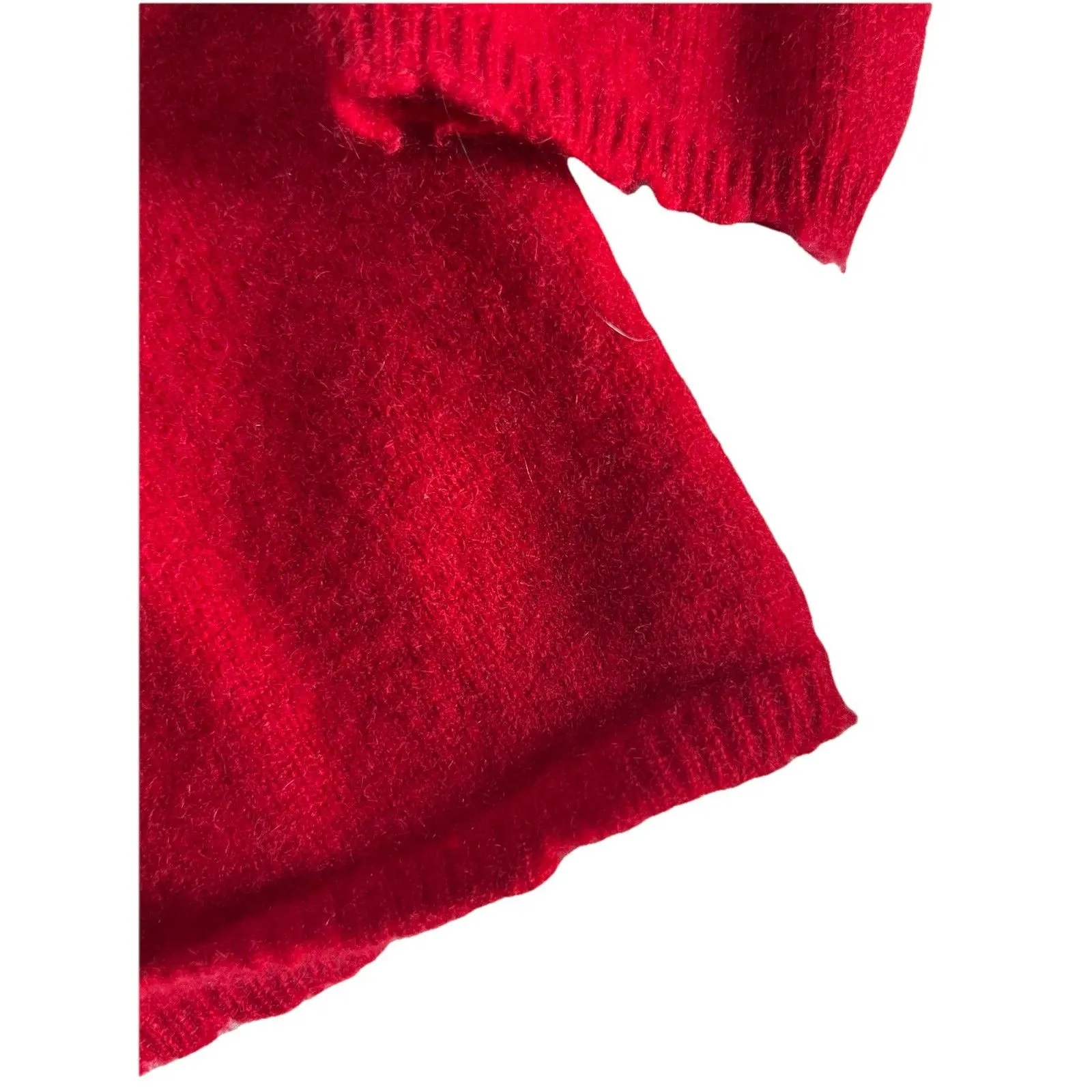 Valerie Stevens 2-ply Cashmere Sweater Size Small Red Distressed Hem - Image 3