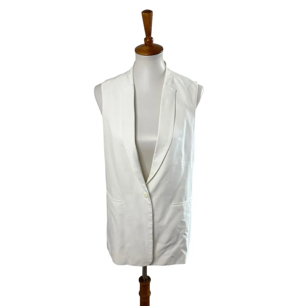 J Brand Padella Single Button Sleeveless Blazer Vest White Size Small - Image 2