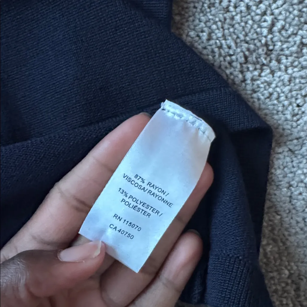 Nina Leonard Navy Gingham Trim Dress SIZE M - Image 5