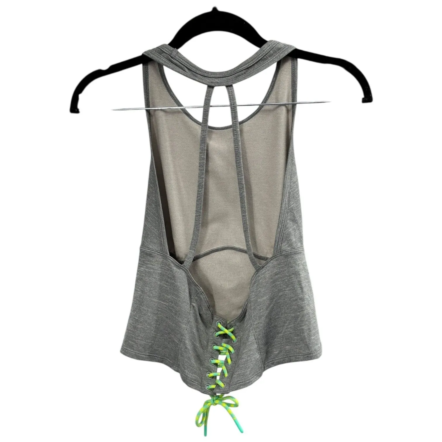 Free People Movement Open Back Lace Up Athletic Tank Gray Racerback - Image 7