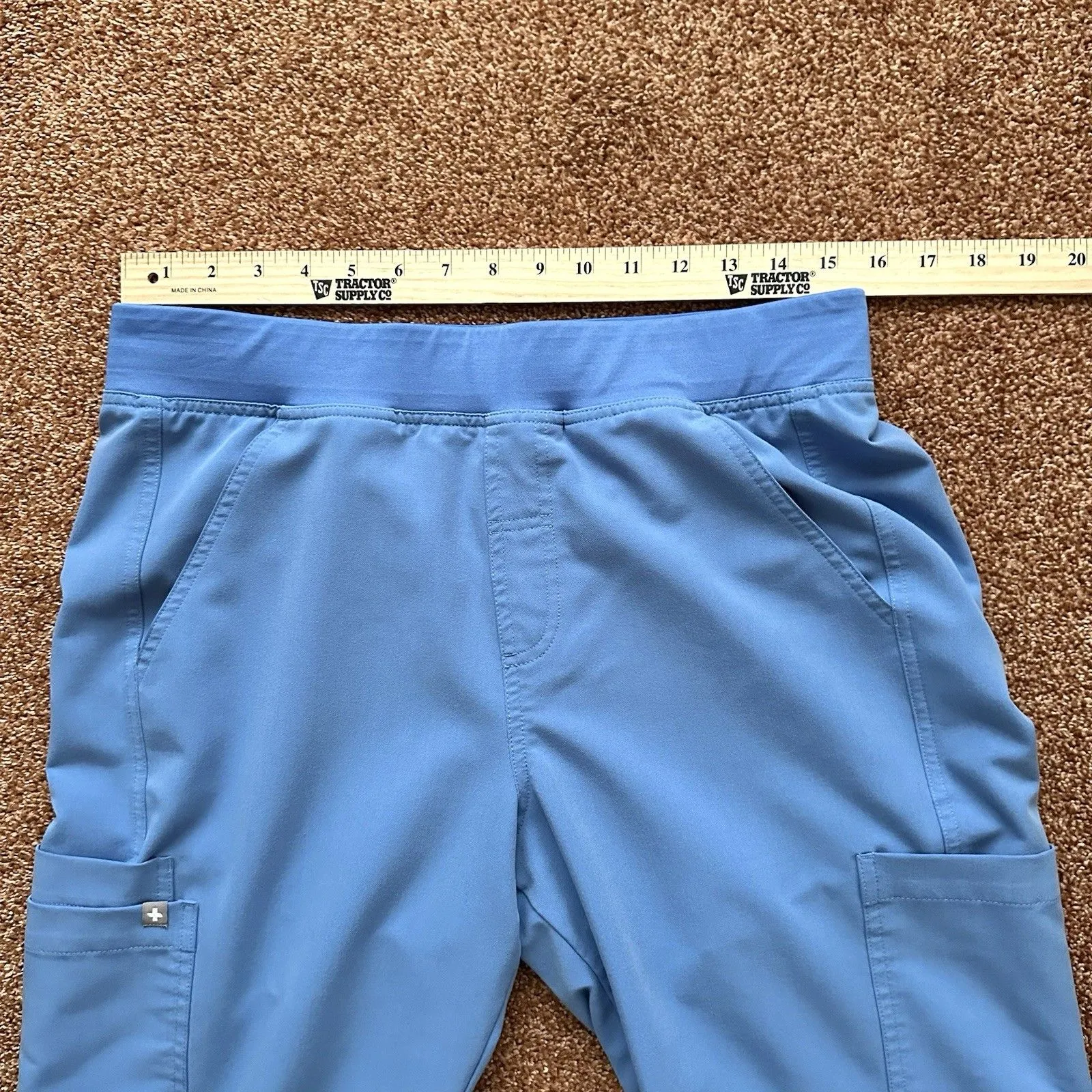 Figs Cargo Scrub Pants Womens Medium Blue Straight Leg Pull On Drawstring - Image 7