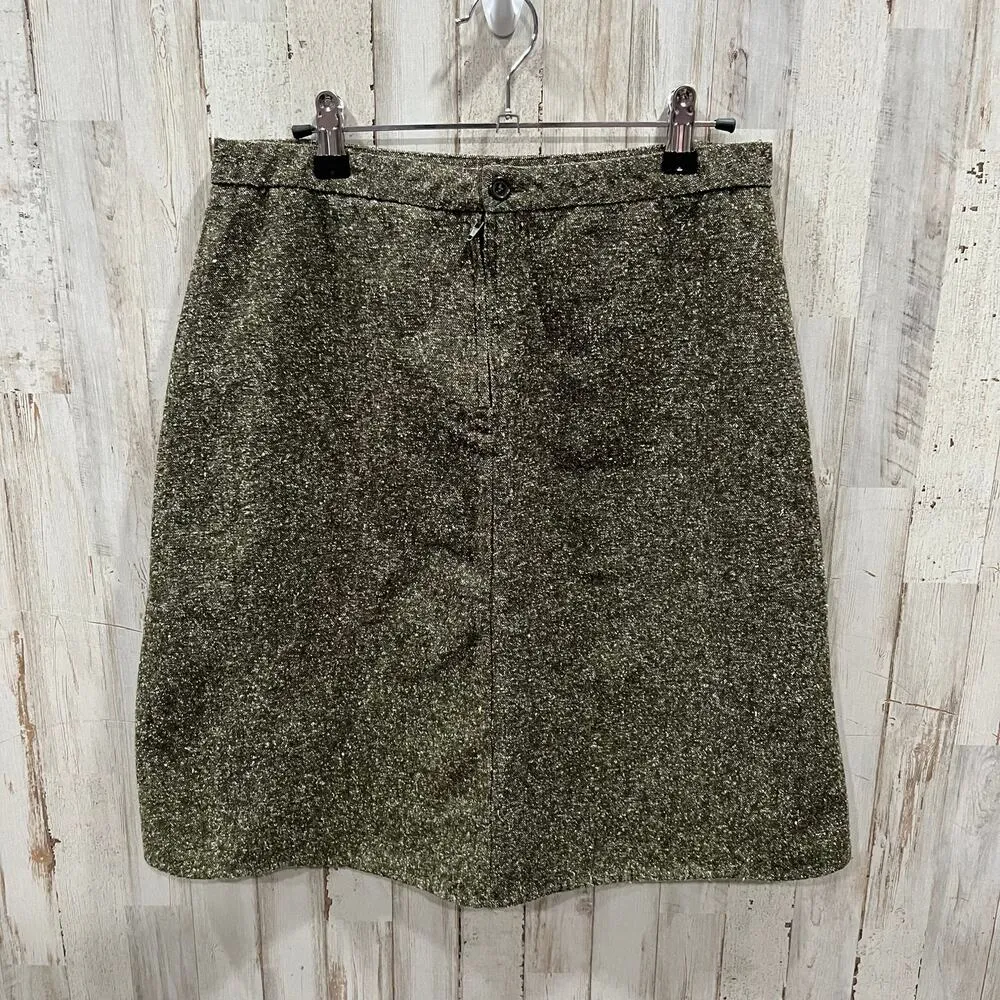 Speechless Green Tweed Beaded Split Aline Skirt Y2K Juniors Size 5 Wool - Image 3