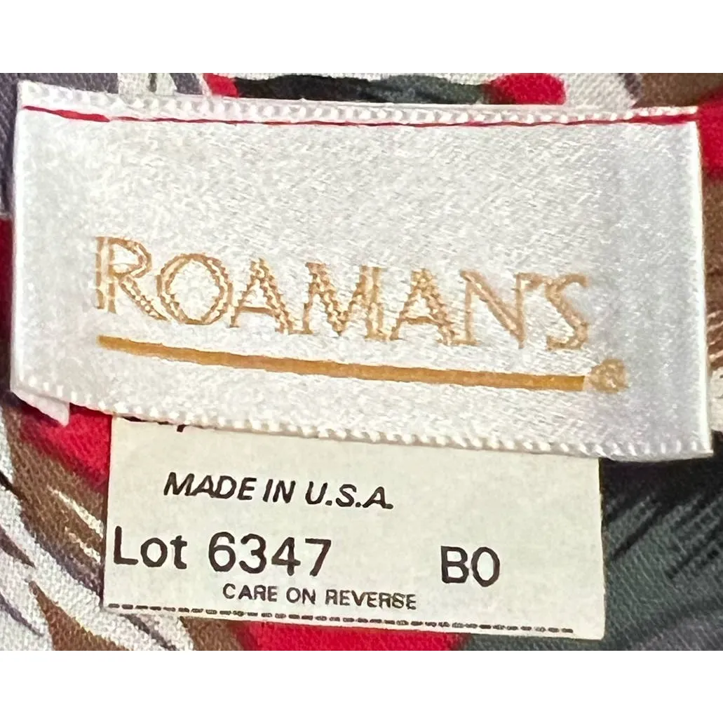 Roaman's Vintage Women's Gray White Red Layered‎ Short Sleeve Dress - Image 3