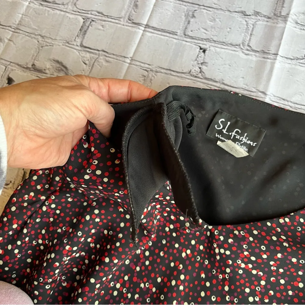 VTG Y2K Top Blouse Shoulder Pads 14 Petite Floral Size 14P - Image 4