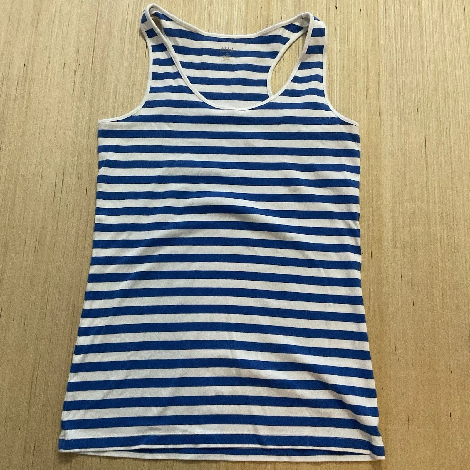 A.N.A Lot 2 Razorback Tank Tops Blue White Striped Navy XL Sleeveless - Image 4