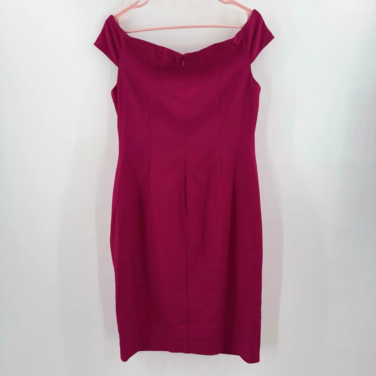 LAUREN RALPH LAUREN Dress Size 10 Cocktail NWT Fuchsia Berry Off the Shoulder - Image 5