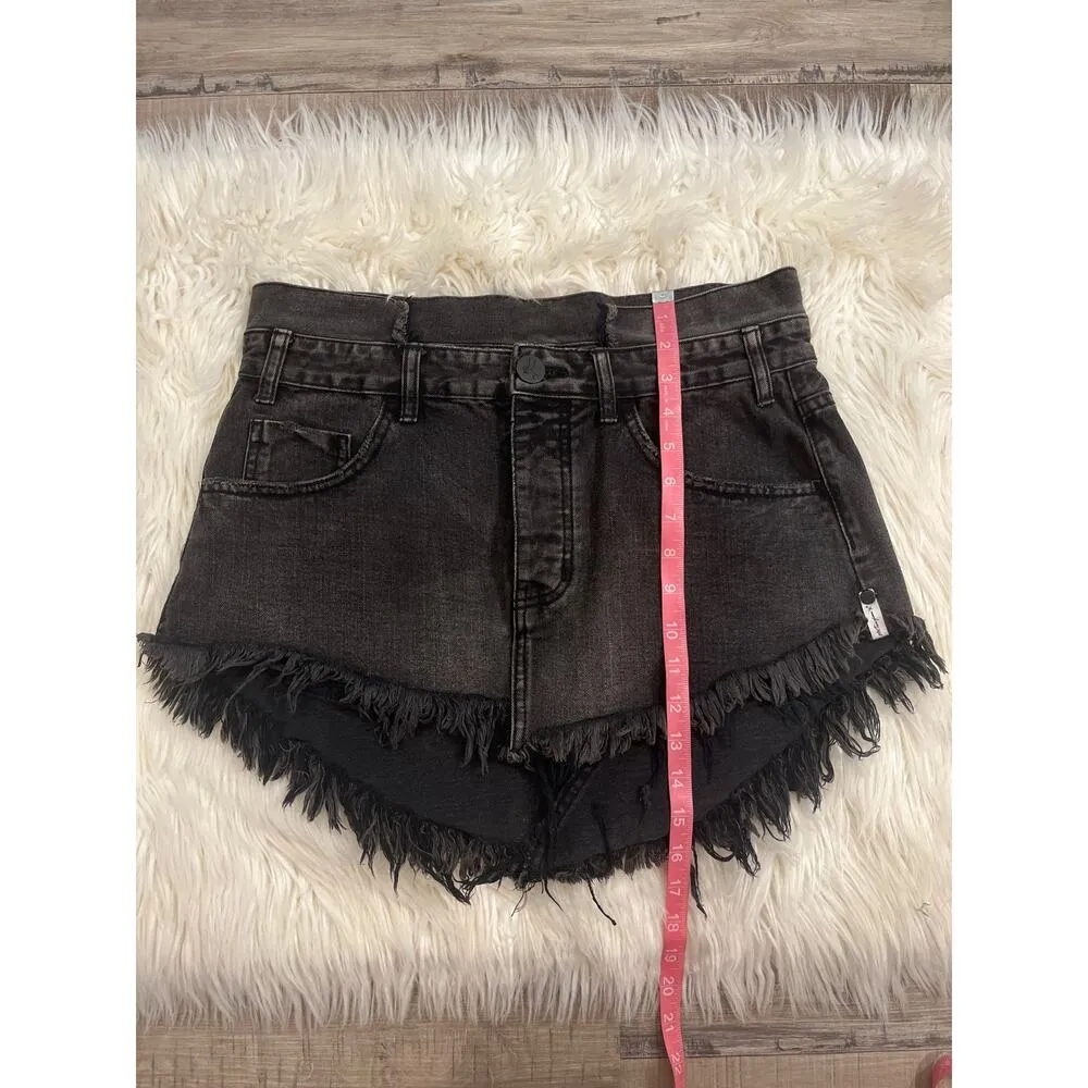 One X  4040 raw hem micro mini skirt in double bass black denim 28 - Image 6