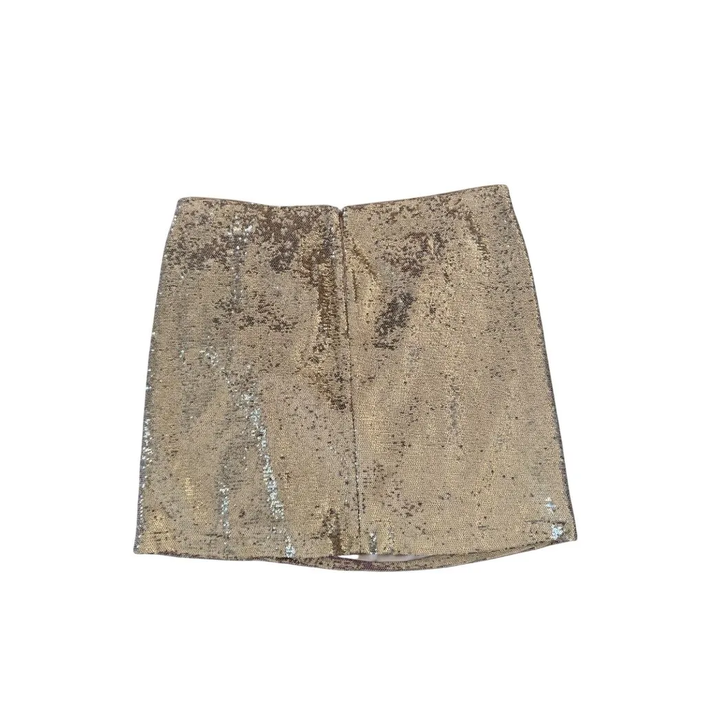 INC Gold Ruched Sequin Zip Skirt Size XXL - Image 4