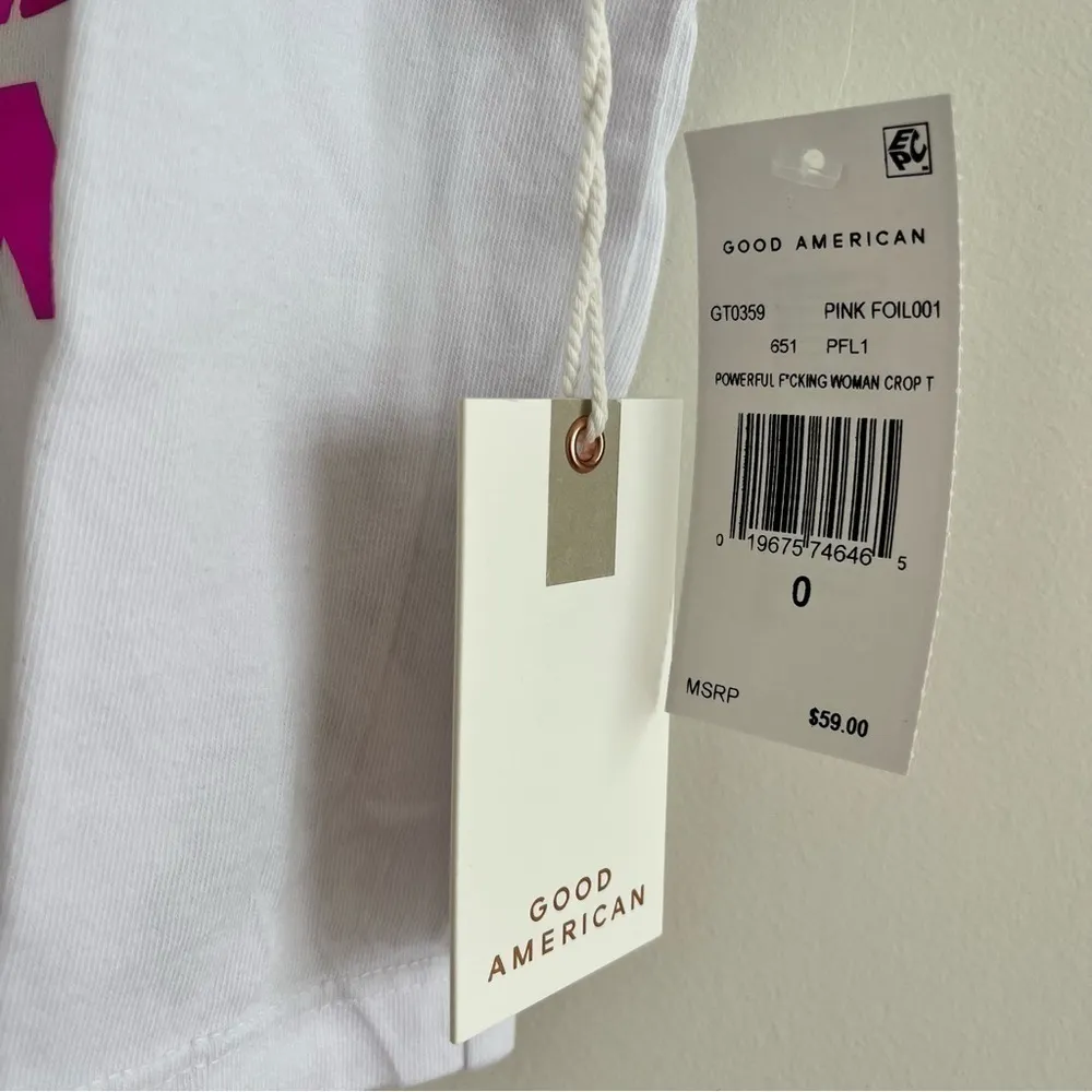 Good American  Super Woman White Cropped Tee - Image 2