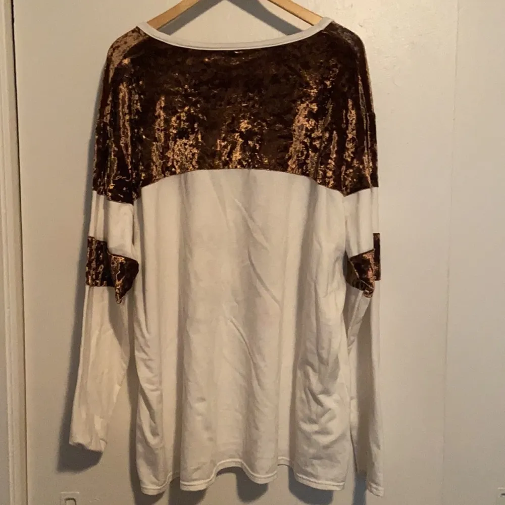 Thanksgiving Crushed Velvet Boutique Sweatshirt White Size 5X - Image 5