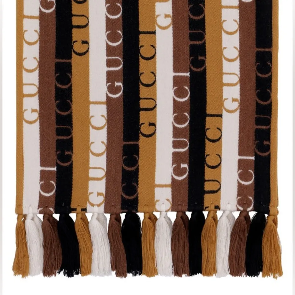 Gucci Intarsia Wood Stripes Cotton Wool Knit Unisex Scarf 37cm x 180cm - Image 8