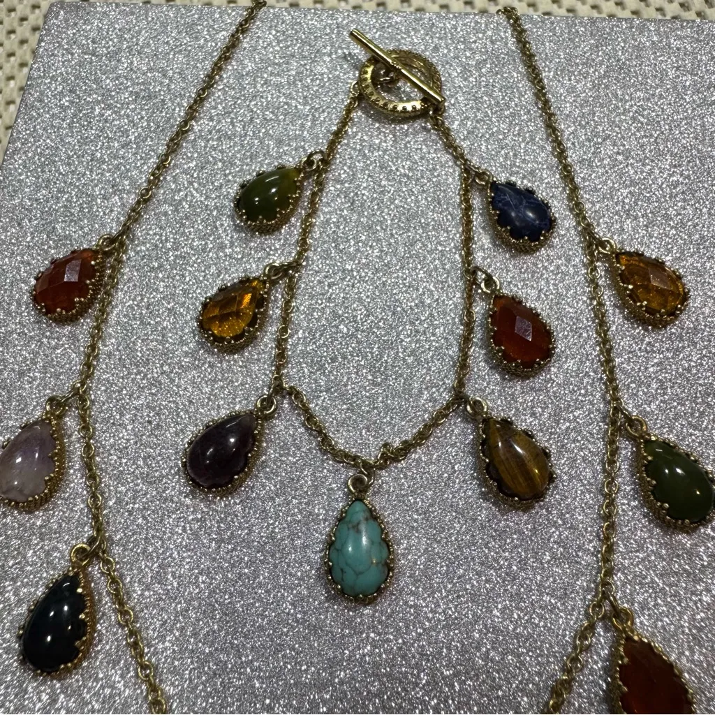 Vintage Lauren Ralph Lauren Teardrop Gem Necklace & Bracelet Set - Image 8