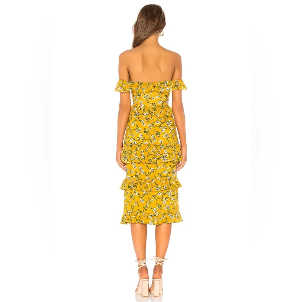 Revolve Tularosa lily dress in yellow dolly floral size small spring midi - Image 3